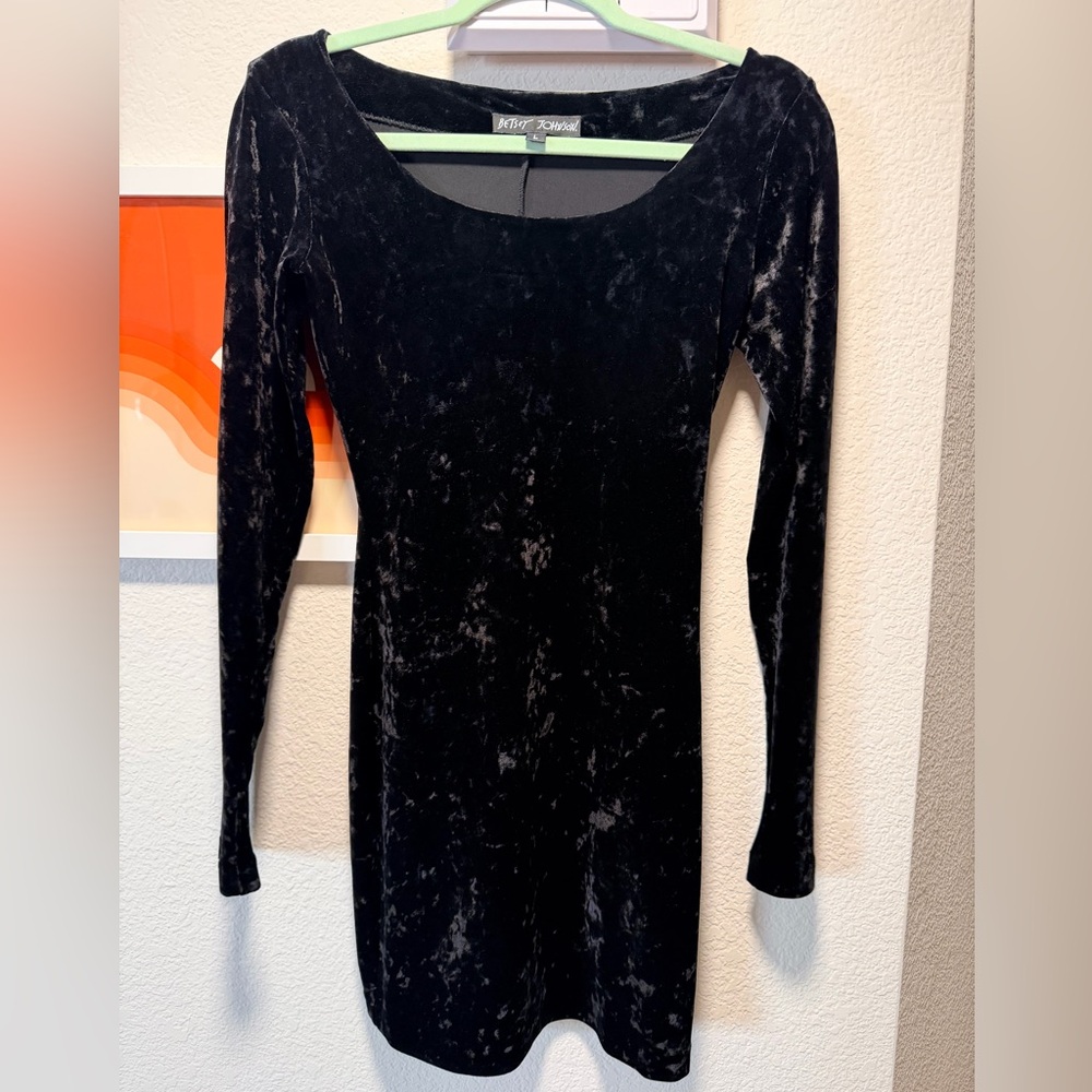 Betsey Johnson Black Velvet Long Sleeve Dress